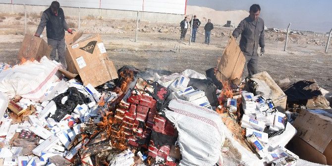Aksaray’da 300 Bin Paket Sigara İmha Edildi
