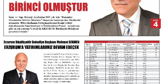 Başkan Sekmen Bütçe Kullanımında Türkiye Birincisi Oldu