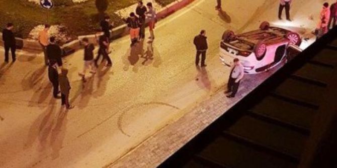 Kavşağa Giren Otomobil Takla Attı