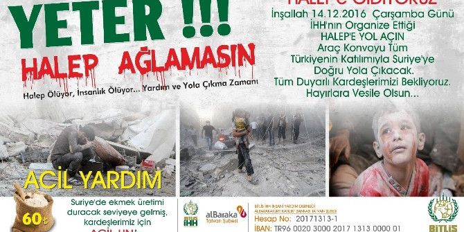 Bitlisliler “Halep’e Yol Açın” Konvoyuna Katılacak