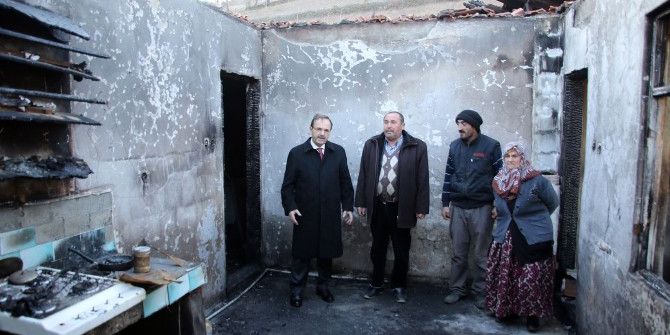 Başkan Şahin, Evi Yanan Aileyi Ziyaret Etti