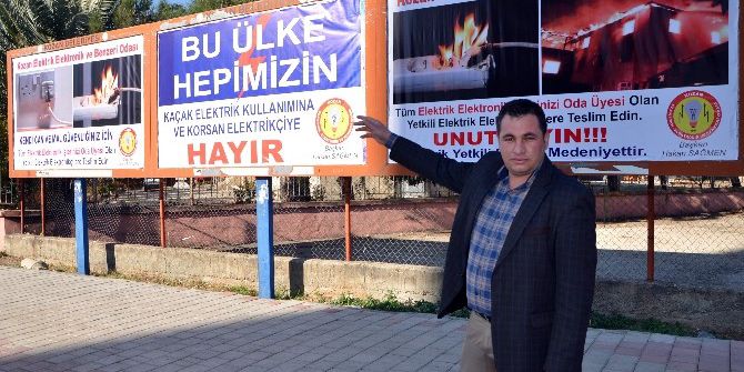 Kaçak Elektriğe Afişli Uyarı