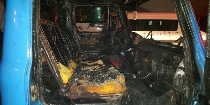 Bolu’da Park Halindeki Kamyon Yandı