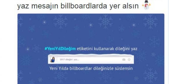 Büyükşehir Belediyesi Yeni Yıl Mesajlarını Billboardlarda Yayınlayacak