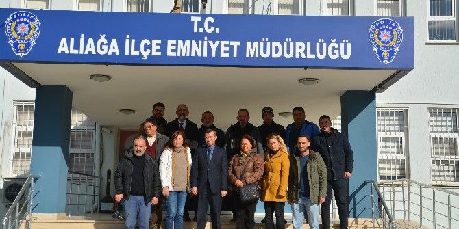 Aliağa’daki Basın Mensuplarından Emniyete Taziye Ziyareti