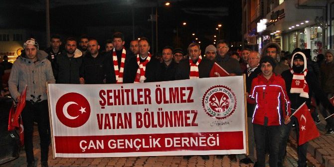 Çan’da Teröre Lanet Yürüyüşü