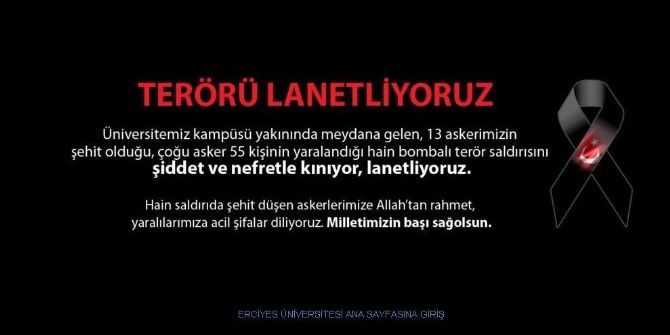 Erciyes Üniversitesinden Kınama