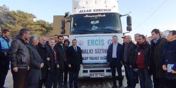 Erciş’ten 2 Tır Dolusu Yardım Malzemesi Halep Yolunda