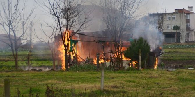 Hobi Bahçesinde Yanan Kulübe Kül Oldu
