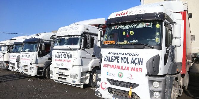 Adıyaman’ın Hayırsever İş Adamlarından Halep’e 19 Tır Yardım