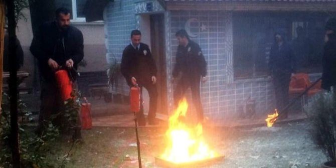 Gölbaşı İlçesinde Polisler Yangın Tatbikatı Yaptı