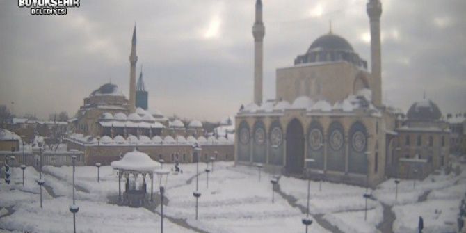 Konya’daki Kar Manzarası Şehir Kameraları İle İzleniyor