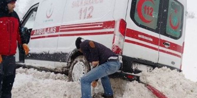 Hastaya Giden Ambulans Yoldan Çıktı, İmdadına Kamyoncu Yetişti