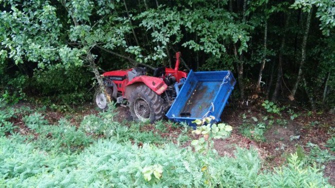 Yoldan Çıkan Traktör Şarampole Devrildi: 1 Yaralı