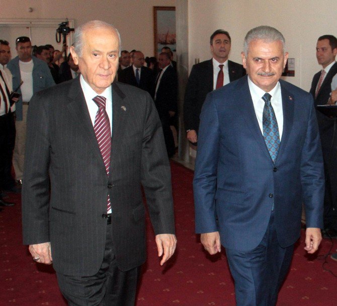 Başbakan Yıldırım Ve Mhp Lideri Bahçeli Bir Araya Geldi