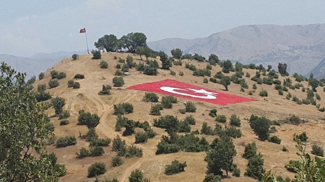 Kulp’ta Taşlardan Dev Türk Bayrağı Yapıldı