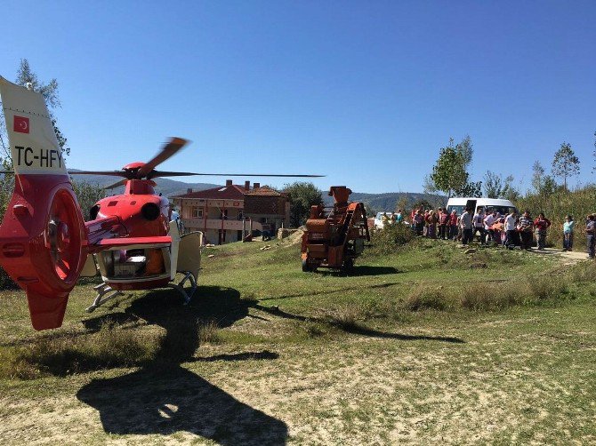 Hızarla Ayağını Kesti, Ambulans Helikopterle Hastaneye Kaldırıldı