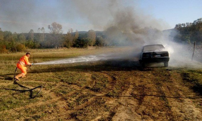 Park Halindeki Otomobil Alev Topuna Döndü