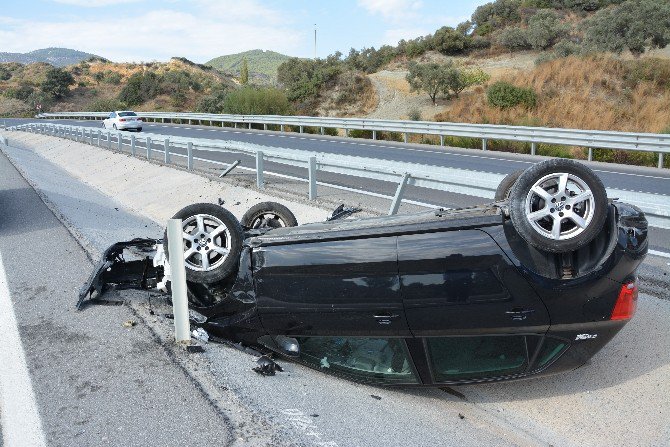 Söke’de Takla Atan Aracın Kadın Sürücüsünü Emniyet Kemeri Kurtardı