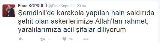 Tekirdağ’daki 6 Vekil Şehitlere Allah’tan Rahmet Diledi