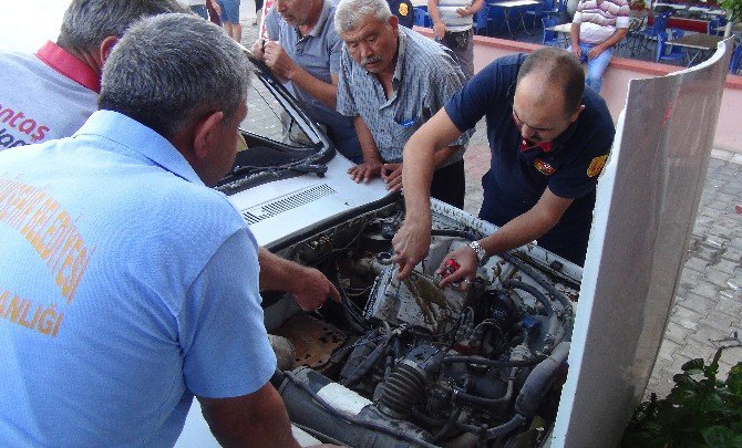 Takla Atan Otomobilden Şans Eseri Kurtuldu