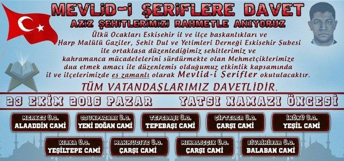 Ülkü Ocakları Ve Harp Malülü Gaziler Şehit Dul Ve Yetimleri Derneğinden Mevlid-i Şerif Programı