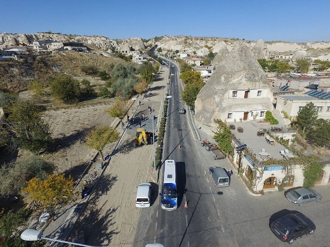 Göreme’de Ana Yolda Çalışmalar Sürüyor