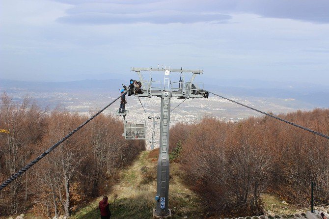 Teleferik Cambazlarından Fırtınada Bakım...