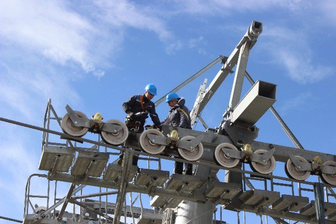 Teleferik Cambazlarından Fırtınada Bakım...