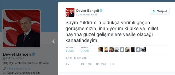 Devlet Bahçeli’den Başbakan Yıldırım’la Görüşme Açıklaması