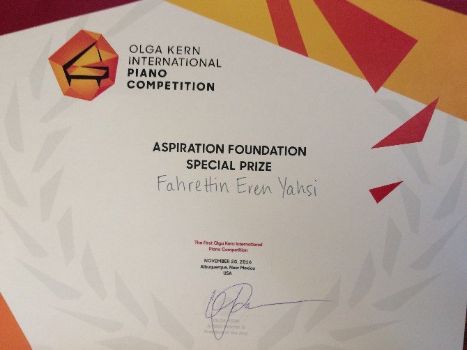 Eren Yahşi, “Aspiration Special Prize” Özel Ödülünün Sahibi Oldu