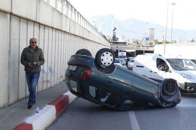 Takla Atan Araçtan Burnu Bile Kanamadan Çıktı