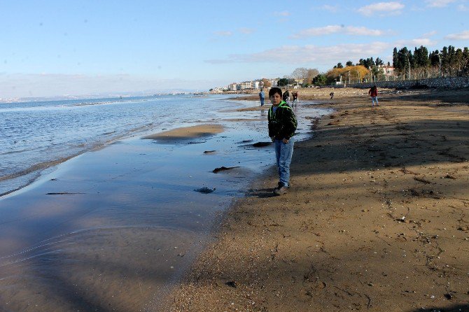 Yalova’da Deniz 20 Metre Çekildi