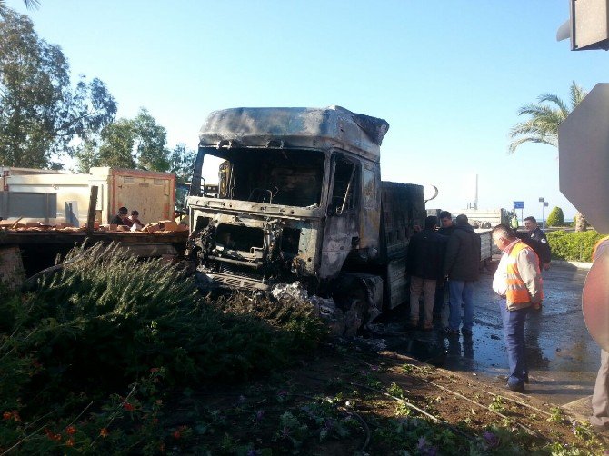 Alanya’da İki Tır Kafa Kafaya Çarpıştı