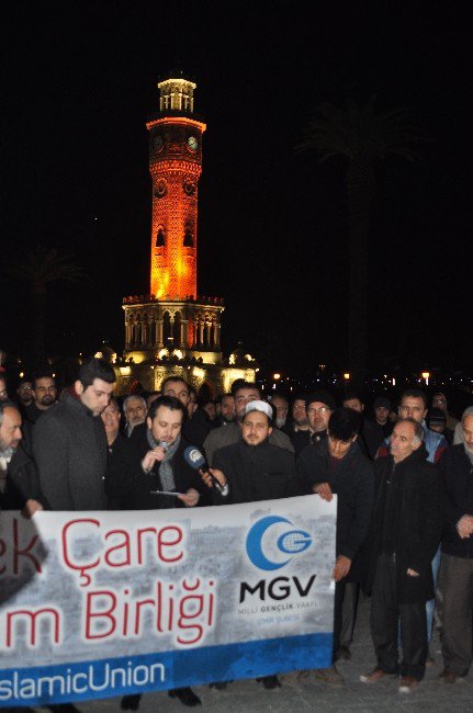 İzmir’de Halep’teki Saldırılar Protesto Edildi