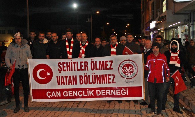 Çan’da Teröre Lanet Yürüyüşü