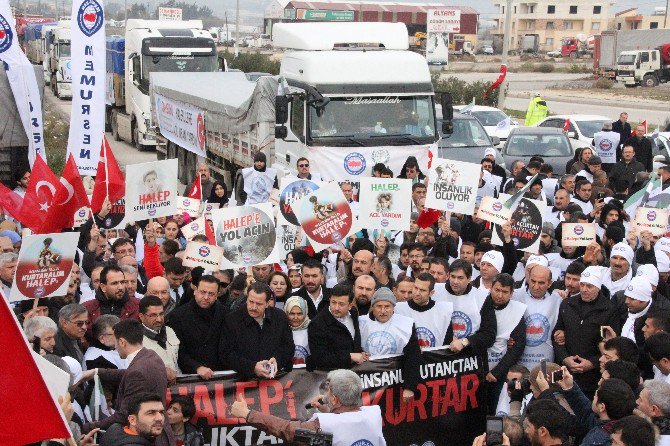 “Halep’e Yol Ver” Konvoyu Hatay’da