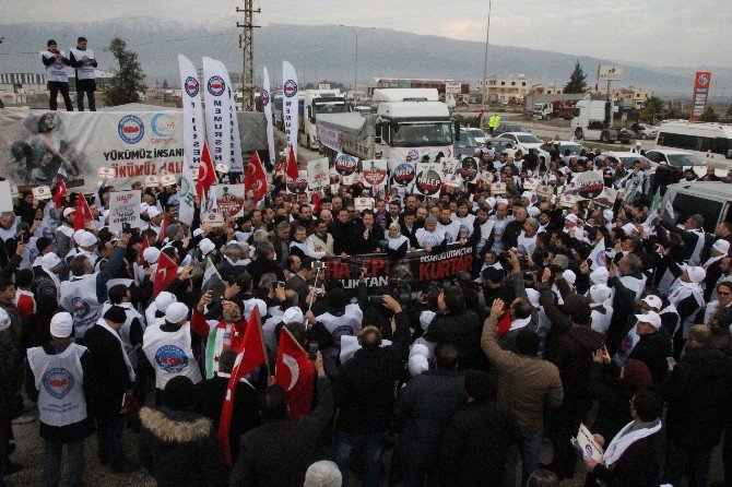 “Halep’e Yol Ver” Konvoyu Hatay’da