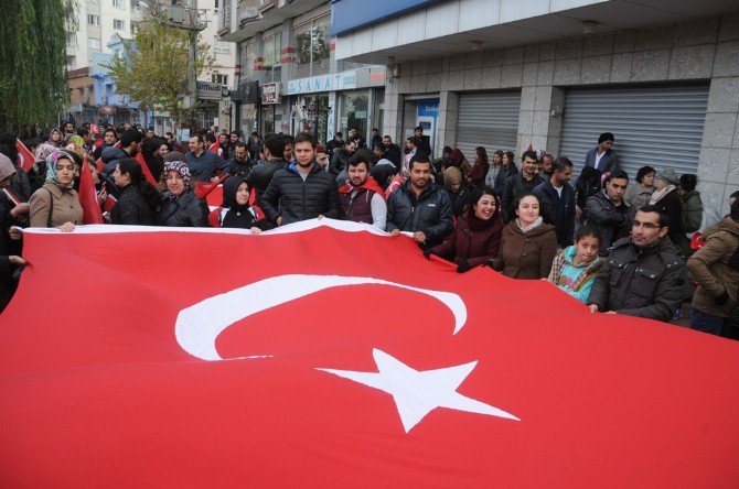 Cizre’de ‘Teröre Karşı Tek Ses, Tek Yüreğiz’ Yürüyüşü