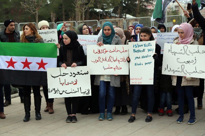 Mardin’deki Suriyeliler Halep İçin Toplandı