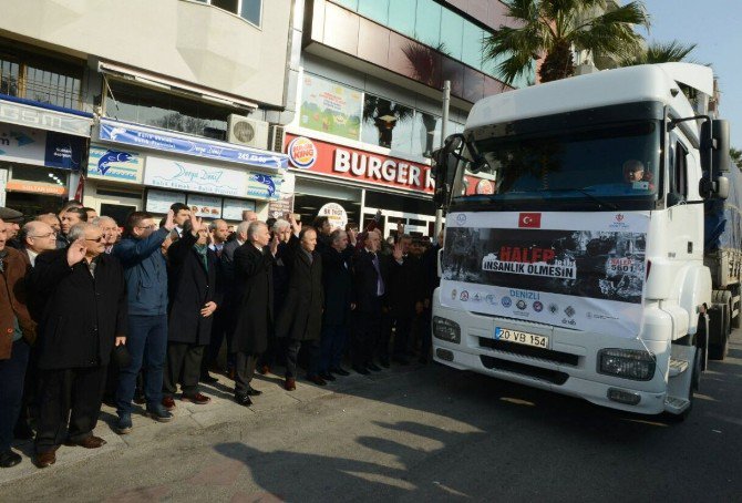 Denizli Valiliği Halep’e 11 Tır Yaşam Malzemesi Gönderdi