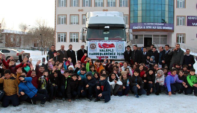 Atatürk Üniversitesi Halep’e Yardım Tırları Gönderdi