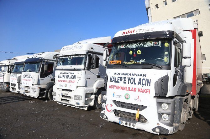 Adıyaman’ın Hayırsever İş Adamlarından Halep’e 19 Tır Yardım