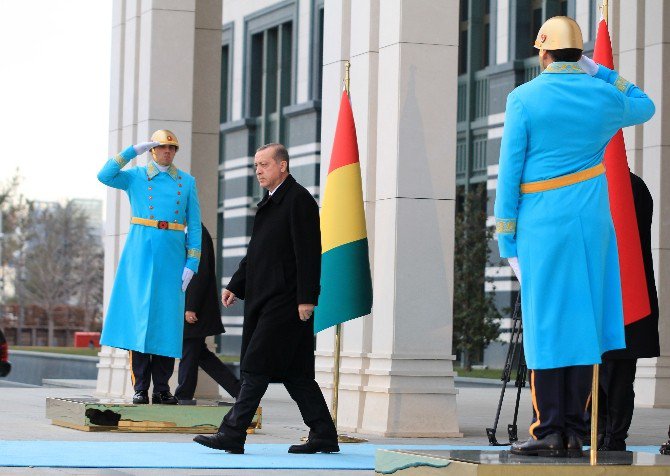 Cumhurbaşkanı Erdoğan Gine Cumhurbaşkanı Conde’yi Resmi Tören İle Karşıladı