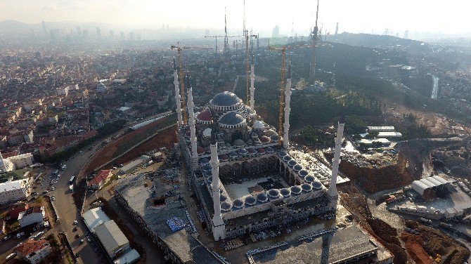 Çamlıca Camii’nde Son Durum Havadan Görüntülendi