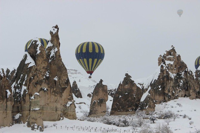 Karlar Altında Kapadokya’da Balon Turu