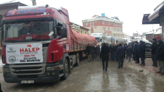 Bolvadin’den, Halep’e 7 Tır Dolusu Yardım Gönderildi