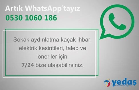 Yedaş’tan Whatsapp Hattı