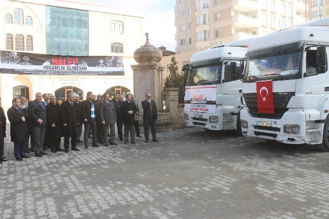 Mardin’de Halep İçin Toplanan Yardım Tırları Yola Çıktı