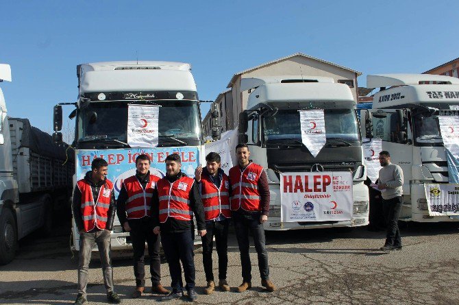 Siirt’ten Halep’e İnsanı Yardım Tırları Gönderildi